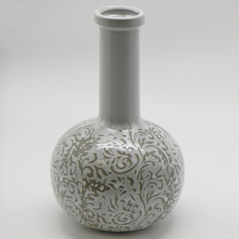 Váza keramika bílo/šedá