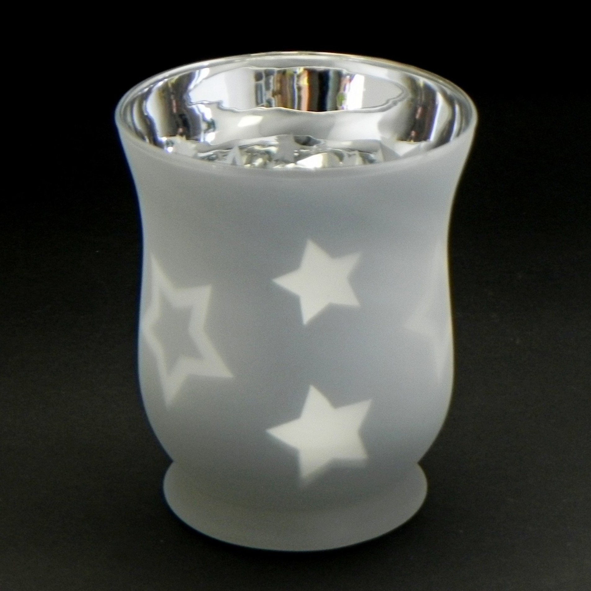 Lampička hvězdička sklo pr.11x9cm bílá