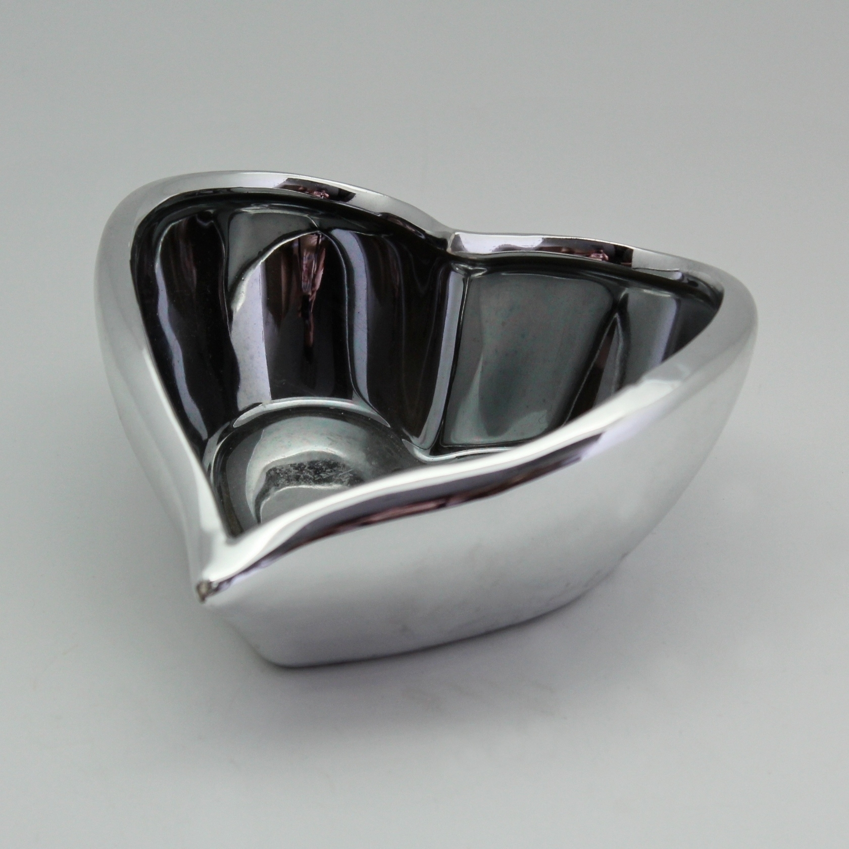 Srdce miska keramika 9x4,5x8,6cm stříbrná