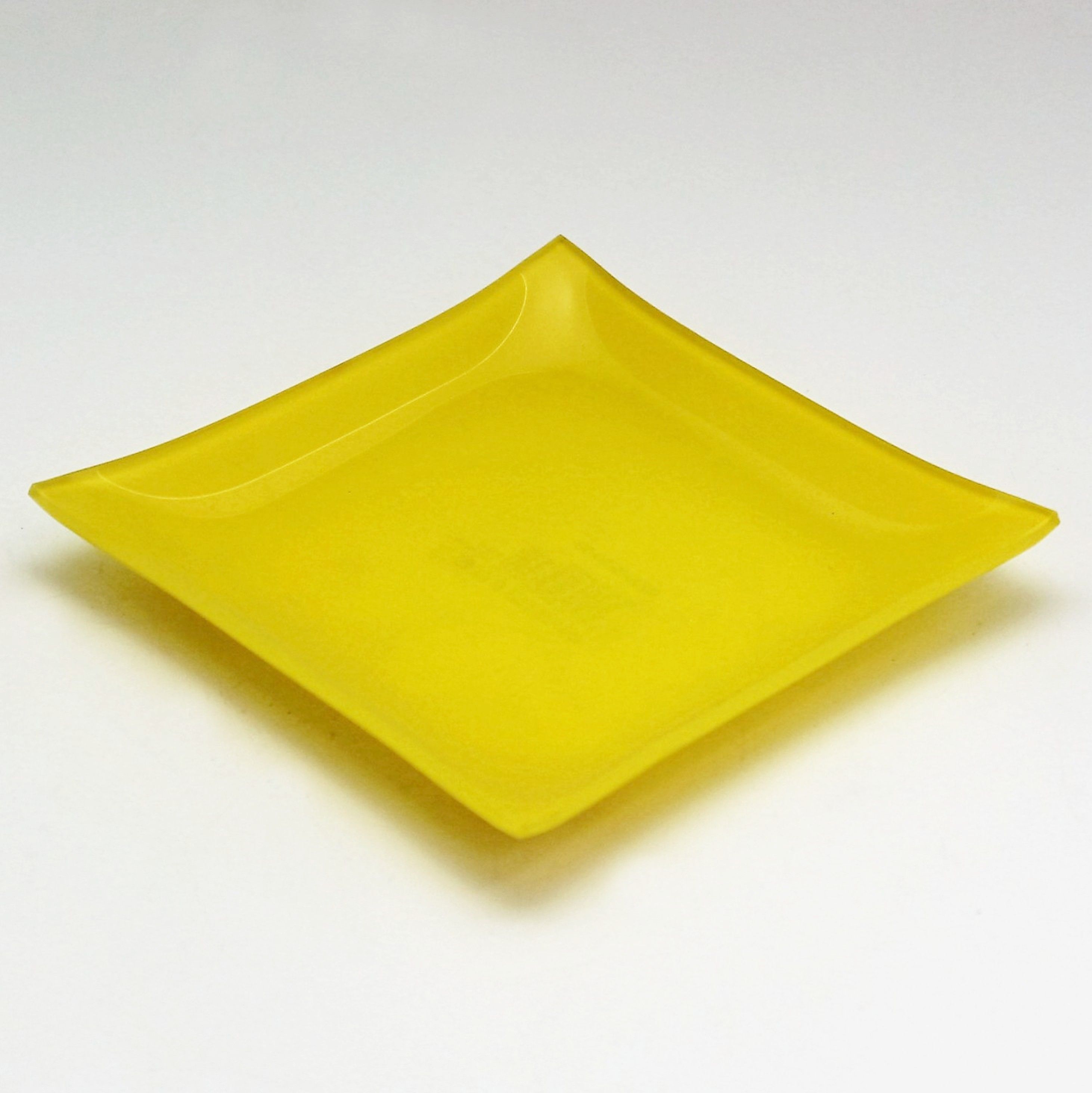 Tácek sklo 18x18cm žlutá