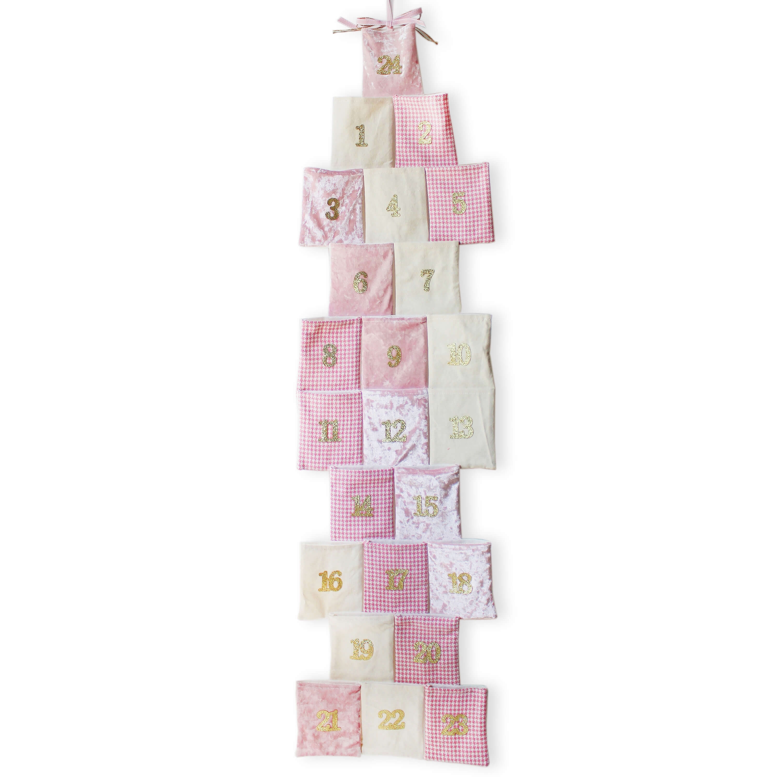 Adventní kalendář textil 120cm růžová