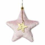 Hvězda závěs textil 11cm růžová