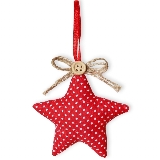 Hvězda závěs textil 7cm červená