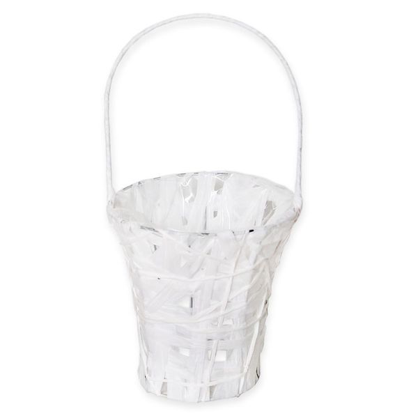 Košík svatební kov/papír pr.15V15/30cm bílá