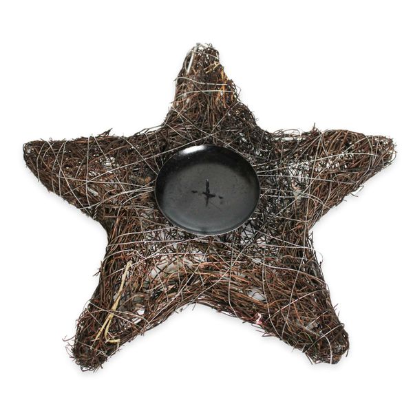 Svícen hvězda proutí 25cm natural