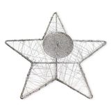 Svícen hvězda kov 25cm stříbrná