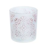 Svícen sklo pr.10 v.12.5cm bílá/růžová