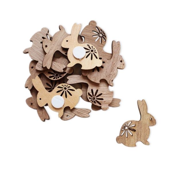 Zajíc dřevo přízdoba 12ks/4cm natural