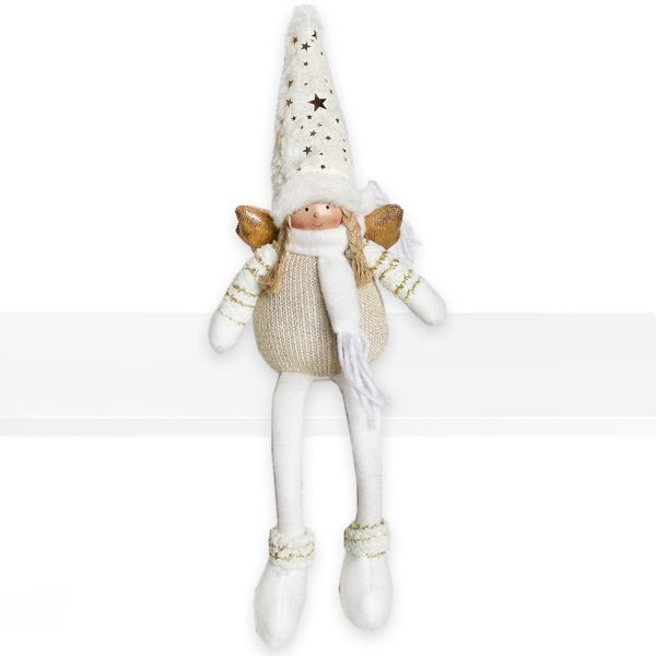Vánoční figurka nohatá textil 42cm zlatá