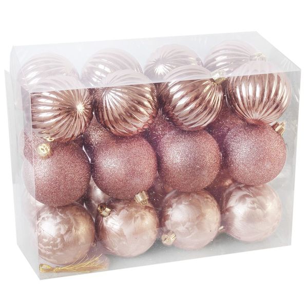 Baňky pvc 24ks/7cm růžová