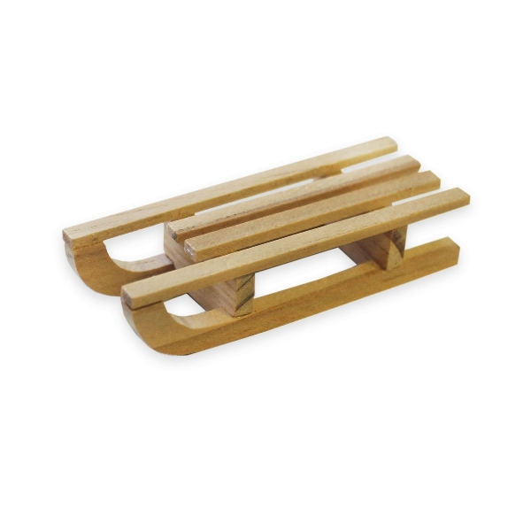 Sáňky přízdoba dřevo 6ks/7cm natural