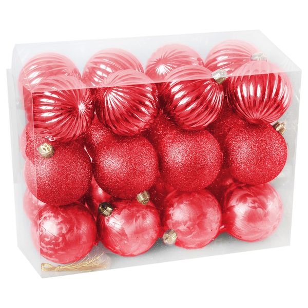 Baňky pvc 24ks/7cm červená