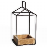 Lucerna dřevo/kov 28x13cm černá