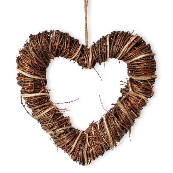 Srdce proutí závěs 33cm natural
