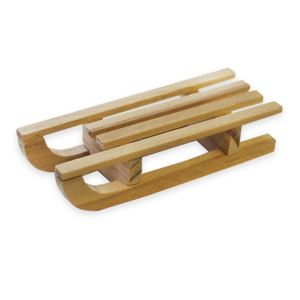Sáňky přízdoba dřevo 6ks/7cm natural