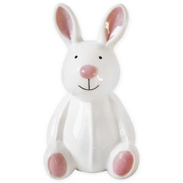 Zajíc pokladnička keramika 17,7cm bílá