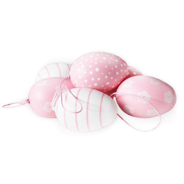 Vajíčka závěs pvc 6ks/6cm růžová