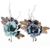 Růže zápich textil 24cm modrá mix