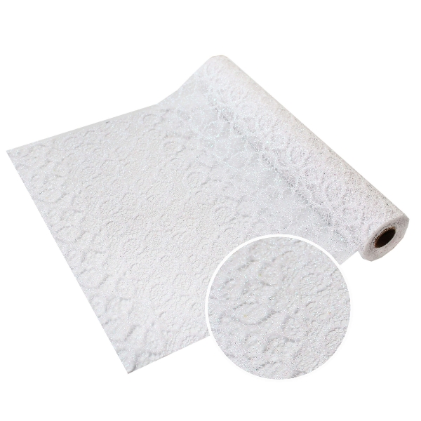 Krajka polyester š36cm/5m bílá glitter