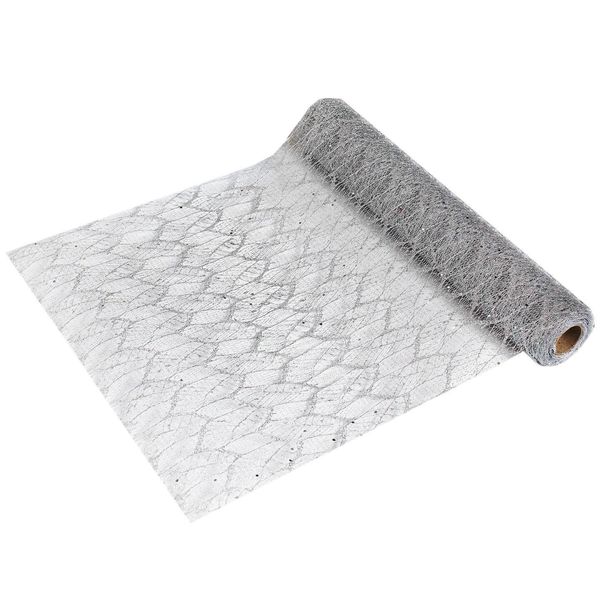Krajka polyester š36cm/5m stříbrná gliter