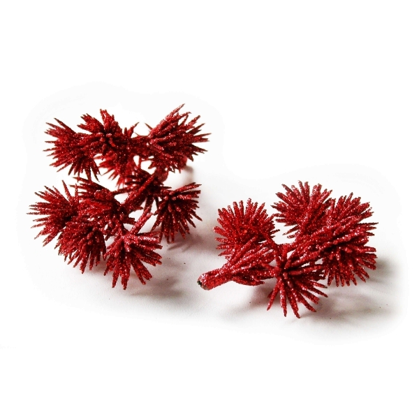 Větvička přízdoba pvc 2ks/6cm červená