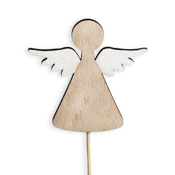 Anděl zápich dřevo 2ks/20cm natural/bílá