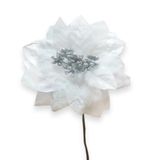 Poinsettia zápich textil 18cm bílá