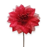 Poinsettia zápich textil 18cm červená