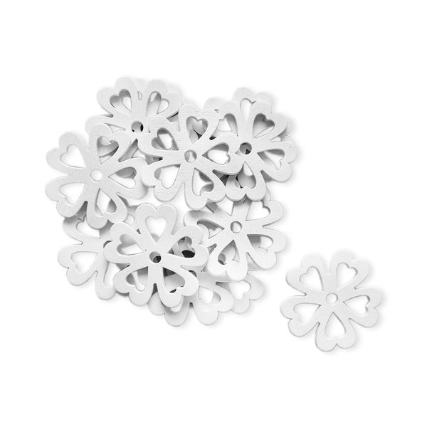 Květinka přízdoba dřevo 12ks/3,5cm Bílá