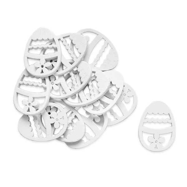Vajíčka přízdoba dřevo 12ks/3,5cm Bílá