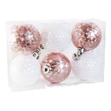 Baňky pvc 6ks/6cm růžová/bílá