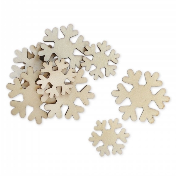 Vločky přízdoba dřevo 9ks/3,4-5,4cm natural