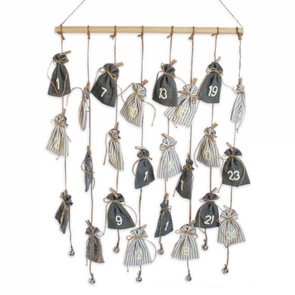 Adventní kalendář textil 80x56cm šedá