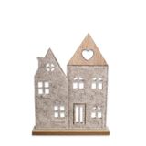 Domek filc/dřevo 23cm béžová