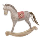 Houpací kůň filc/dřevo 30cm béžová