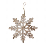 Vločka závěs dřevo 20,5cm natur