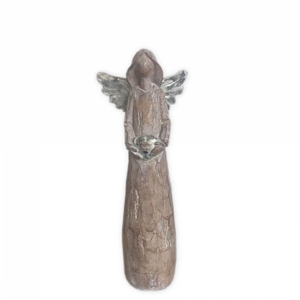 Anděl polyresin 18cm natural/stříbrná