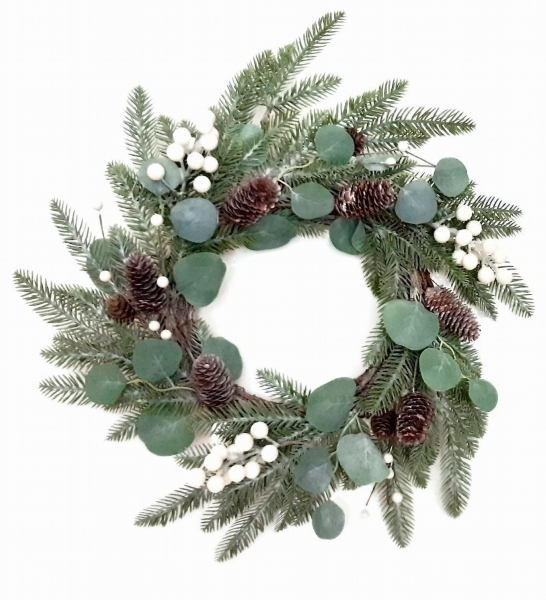 Jedle/Eucalyptus/bobule věnec 50cm
