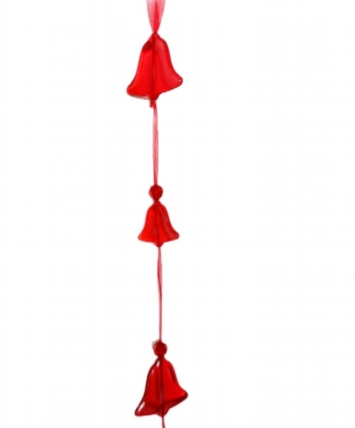 Zvonky girlanda pvc/organza 180x4,5cm červená