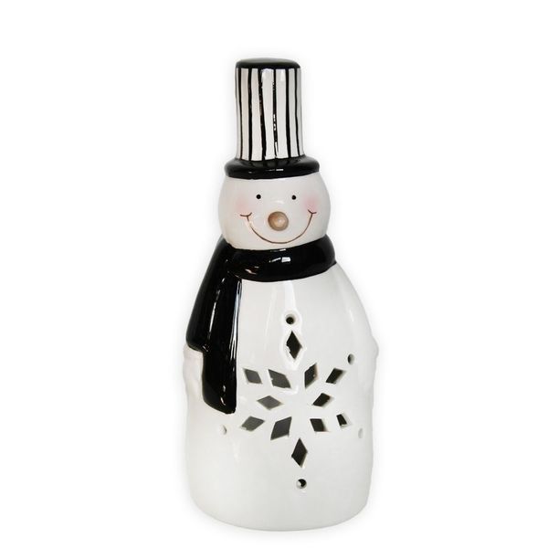 Sněhulák svícen LED/porcelán 18,5cm