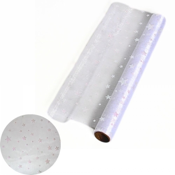 Dekorační organza vánoční 36cm/5m stříbrná
